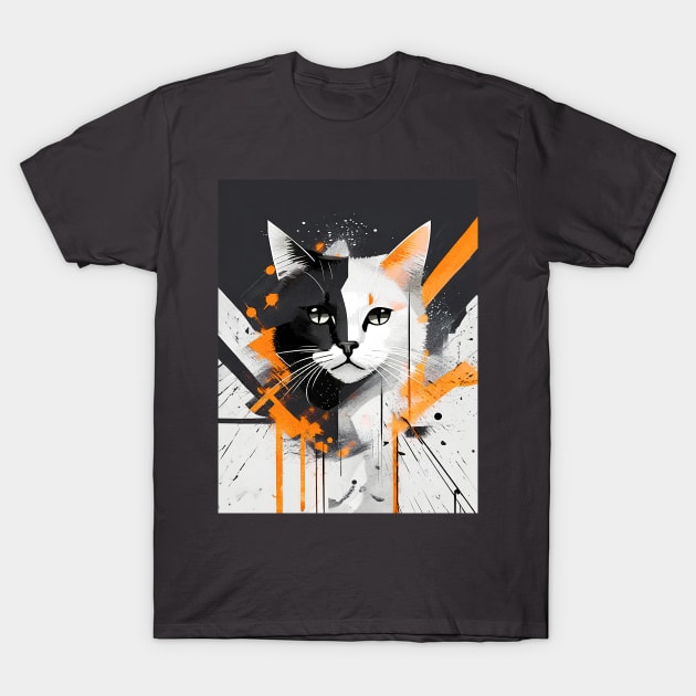 Cat Portrait: Mr. Fluff: Abstract Whiskers T-Shirt by KittyKanvas Creations